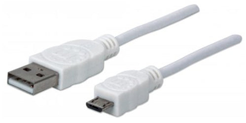 Cable USB a Micro B MANHATTAN 323987 - USB A, Micro-USB B, Macho/Macho, 1 m, Color blanco Cable USB a Micro B MANHATTAN 323987 - USB A, Micro-USB B, Macho/Macho, 1 m, Color blanco